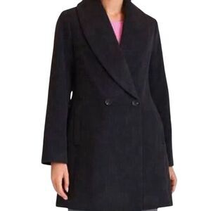 Avec Les Filles Women's Double Breasted Coat Black Shawl Collar Size S